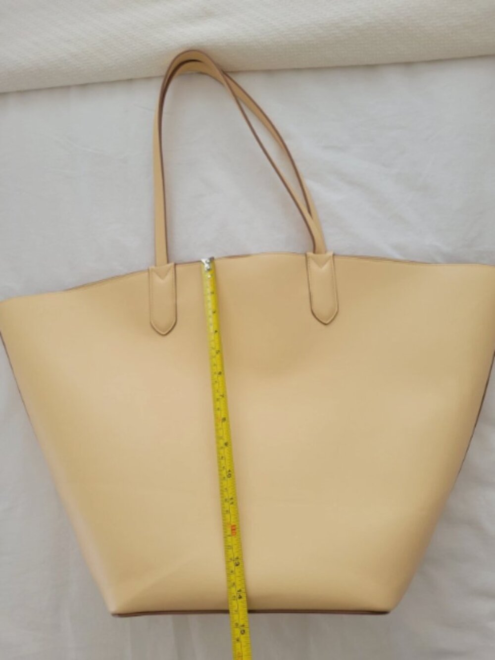A New Day Tote Bag Beige Faux Leather Shoulder Handbag Large Beach Travel Tote - Picture 6 of 9